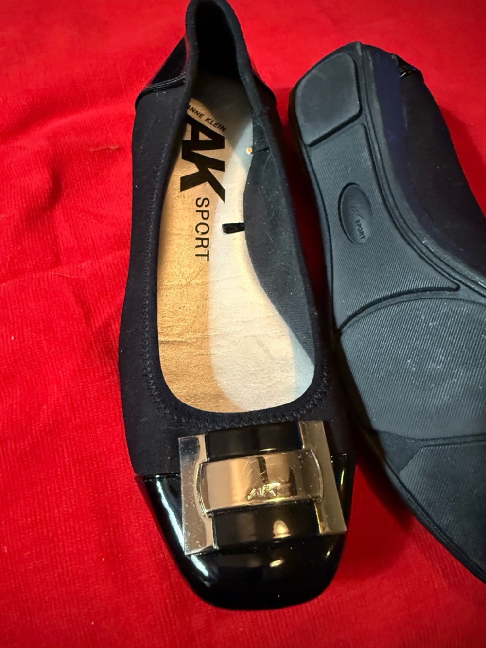 Anne Klein Black Ballet Flat with  silver Accent Buckle